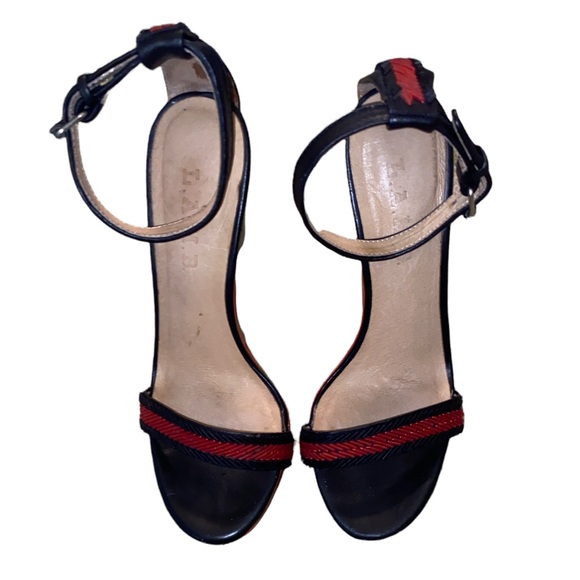 L.A.M.B Penny Beaded Colorblock Platform Wedge Sandals - 7 - Picture 5 of 15